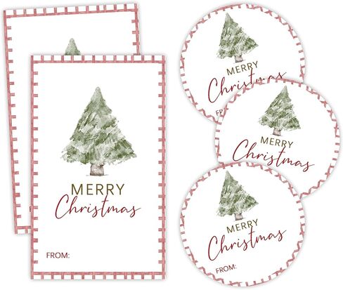 Christmas Tree Stickers 40 Sheets - 20 Round & 20 Tag Shapes Labels Gift Stickers for Envelopes, Cards, Packaging, Holiday Decoration Supplies（C03） in Saudi Arabia