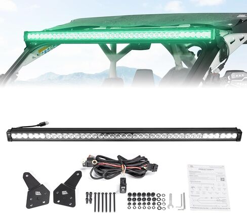 KEMIMOTO 50'' 390W X3 LED Light Bar Multi-Color Lights with Upper Roof Windshield Mount Brackets Rocker Switch Wiring Kit Compatible with Can Am Maverick X3 & Max & R 2017-2025 in Saudi Arabia