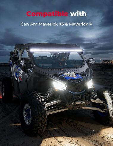 KEMIMOTO 50'' 390W X3 LED Light Bar Multi-Color Lights with Upper Roof Windshield Mount Brackets Rocker Switch Wiring Kit Compatible with Can Am Maverick X3 & Max & R 2017-2025 in Saudi Arabia