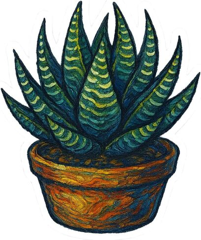 (3 Pack) Post-Impressionist Gogh Style Haworthia Succulent Sticker (2.75" x 3.25") in Saudi Arabia