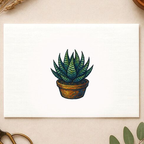 (3 Pack) Post-Impressionist Gogh Style Haworthia Succulent Sticker (2.75" x 3.25") in Saudi Arabia