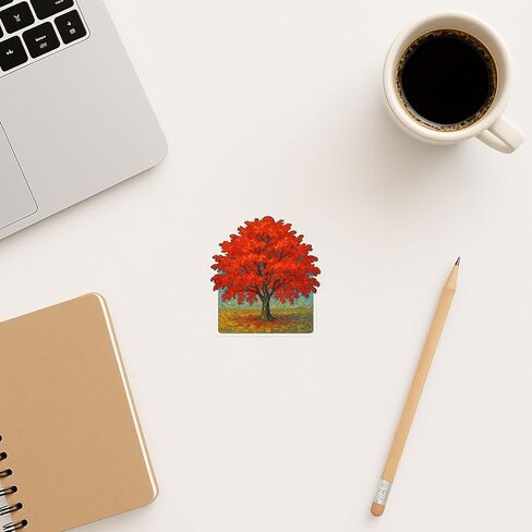 (3 Pack) Red Maple Tree Post-Impressionist Gogh Style Sticker (3" x 3.25") in Saudi Arabia