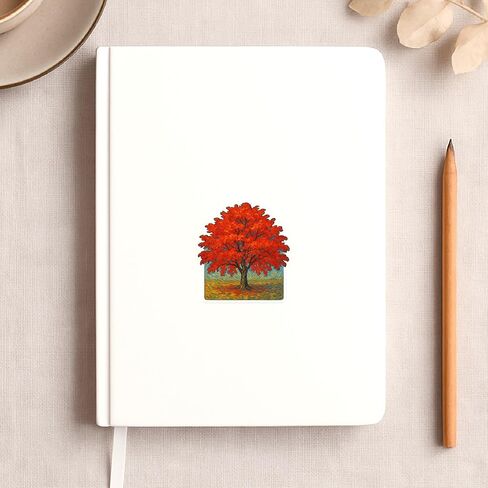 (3 Pack) Red Maple Tree Post-Impressionist Gogh Style Sticker (3" x 3.25") in Saudi Arabia
