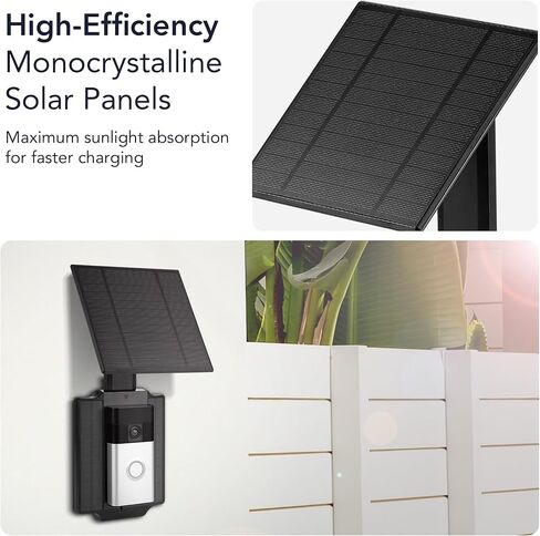 شاحن طاقة شمسية عالمي من Wasserstein متوافق مع جرس باب البطارية الدائري (إصدار 2024)/Pro/Plus/4/3/3 Plus/الجيل الثاني (إصدار 2020) وجرس باب فيديو لاسلكي من Wyze Pro - شاحن لوحة شمسية 2.5 وات in Kuwait