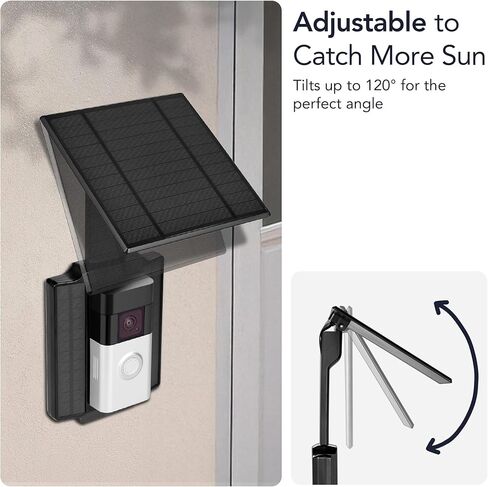 شاحن طاقة شمسية عالمي من Wasserstein متوافق مع جرس باب البطارية الدائري (إصدار 2024)/Pro/Plus/4/3/3 Plus/الجيل الثاني (إصدار 2020) وجرس باب فيديو لاسلكي من Wyze Pro - شاحن لوحة شمسية 2.5 وات in Kuwait
