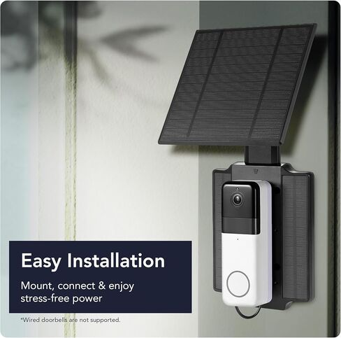 شاحن طاقة شمسية عالمي من Wasserstein متوافق مع جرس باب البطارية الدائري (إصدار 2024)/Pro/Plus/4/3/3 Plus/الجيل الثاني (إصدار 2020) وجرس باب فيديو لاسلكي من Wyze Pro - شاحن لوحة شمسية 2.5 وات in Kuwait