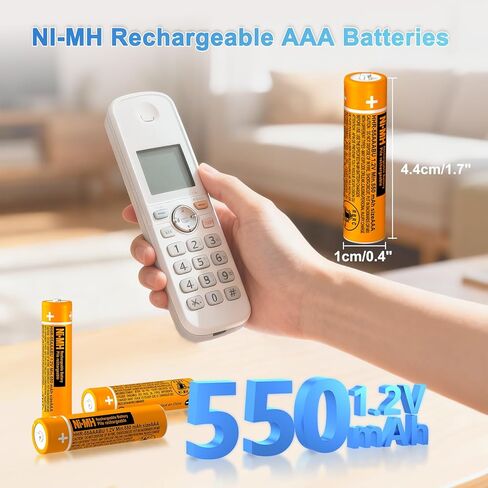 بطاريات NI-MH AAA قابلة لإعادة الشحن للهواتف اللاسلكية من باناسونيك، 1.2 فولت 550 مللي أمبير في الساعة HHR-55AAABU 4 عبوات بطارية AAA قابلة لإعادة الشحن للهاتف وأجهزة التحكم عن بعد والإلكترونيات in Kuwait
