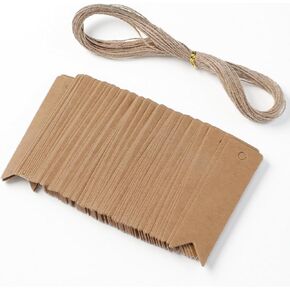 100PCS Brown Paper Gift Tags, Small Price Tag with Twine String, Blank Hanging Tags for Christmas Gift Packaging Wrapping Party Wedding DIY Crafts Holiday Arts Store Clothes Retail in Kuwait