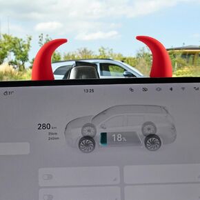 2PCS 3D Devil Bull Horn Car Interior Decoration, Mini Funny Automotive Dashboard Ornament Stickers, Cute Vehicle Steering Wheel Decoration Accessories for SUV, Truck, Motorcycle (Red) in Kuwait