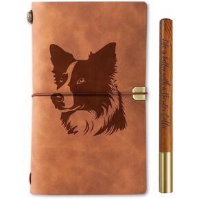 هدايا إينوبيتا بوردر كولي للنساء، مجلة بوردر كولي وقلم دفتر ملاحظات قابل لإعادة التعبئة من الجلد النباتي، دفتر رسم، مذكرات سفر، 7.8 × 5 بوصات in Kuwait