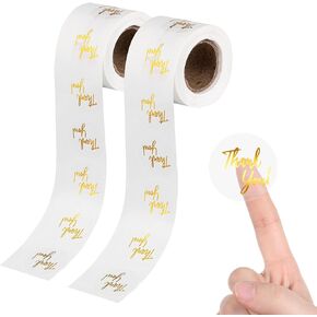 1000 PCS Thank You Sticker 1Inch Self Adhesive Round Thank You Sticker Roll Clear Gold Envelope Seal Labels Waterproof Beautiful Boho Elegant Seal Label for Business Festival Wedding Halloween in Kuwait