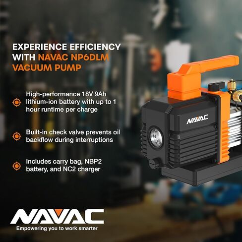 NAVAC NP4DLM BreakFree® Cordless Vacuum Pump, 4cfm, Dual-Stage, Brushless DC Motor, A2L Compatible in Kuwait