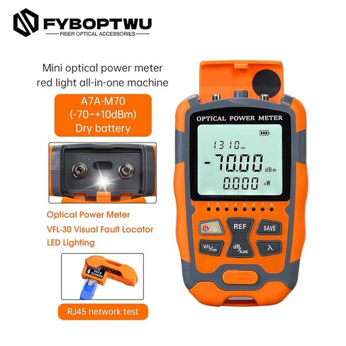 FYBOPTWU - 4 في 1 وظيفة 30 ميجاوات VFL محدد موقع الأخطاء البصرية ومقياس الطاقة الضوئية المحمول OPM (FC/SC/ST) واختبار شبكة RJ45 وإضاءة LED، اختبار الألياف البصرية المحمولة، النطاق: (-70) ديسيبل مللي متر ~ (+10) ديسيبل ميلي واط in Kuwait