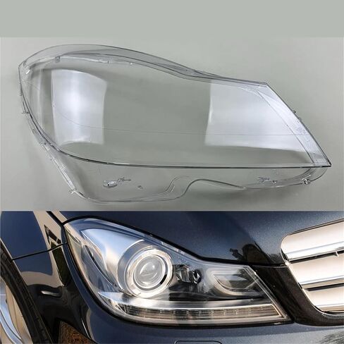 غطاء زجاجي أمامي للمصابيح الأمامية غطاء عدسة شفاف متوافق مع مرسيدس بنز C-Class W204 C180 C200 C260 2011 2012 2013 (يسار) in Saudi Arabia