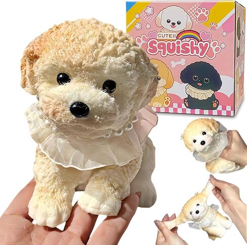 Big taba Squishy Dog, Cute Squishy Dog Stress Relief Toy for Adult/Kids, Handmade Soft Teddy Dog Design, Perfect Squeeze Toys Gift for Relaxation and Fun(Cream Color) in Saudi Arabia