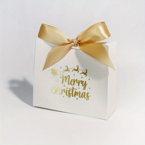 10pcs Mini Christmas Gift Boxes with Ribbon - Festive Red & Green 'Merry Christmas' Design for Candy, Chocolates & Small Presents - Ideal for Holiday Decor, Party Favors & Stocking Stuffers in Saudi Arabia