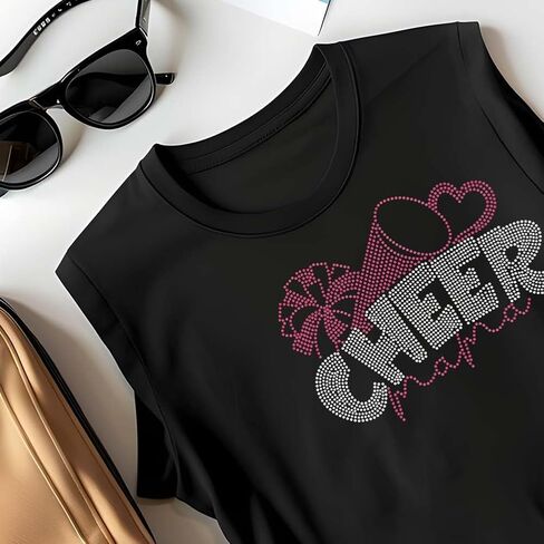 SUPERDANT Cheer Mama حديد على أحجار الراين، ملصقات نقل الحرارة الكريستالية لحفلات التشجيع، حديد على الشارات، رقع حجر الراين لتي شيرت الملابس، حمل الحقائب، السترات، القلنسوة، هدايا فنية يدوية الصنع in Saudi Arabia