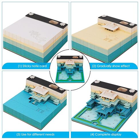 TOCCOOL 3D Castle Memo Pad, 150 Sheets Tear Off Notepad with Pen Support - Notebook, Desk Organizer for Office Home Decor, Gift Idea (9 x 9 x 5 cm) in Saudi Arabia
