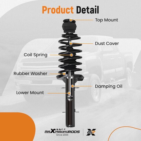maXpeedingrods Front Strut & Rear Shock for VW Beetle Golf Jetta 1998-2006 Golf Jetta City 2007-2009, Suspension Complete Shock Absorber Strut w/Coil Spring 171525 171525 SR4052 5984 in Saudi Arabia