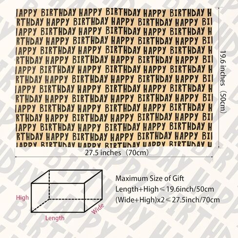 JAYTEM Kraft Birthday Wrapping Paper, 6 Sheets Gift Wrapping Paper-27.5 X 19.6 Inches Per Sheet, Classic Black Lettering Design Pattern For Men, Women, Boys in Saudi Arabia