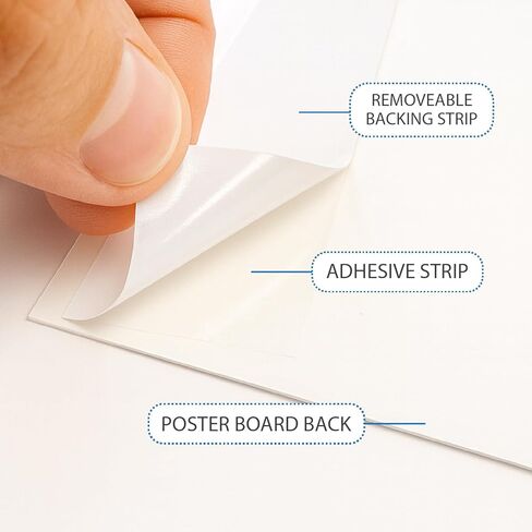 White Quick Stick Poster Board, 14″x22″ – 4 Pack – Self-Adhesive, Peel and Stick Poster Board with Mounting Strips – Heavyweight 20 PT, 300 GSM – C1S Coated – No Tape Needed in Saudi Arabia