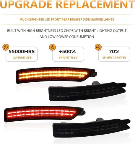 مصابيح إشارة جانبية LED عاكسة لمصباح إشارة وقوف السيارات الأمامي والخلفي لـ 2024-2025 Ford Mustang S650 Gen7، Smoked Len 4PCS (أبيض) in Saudi Arabia
