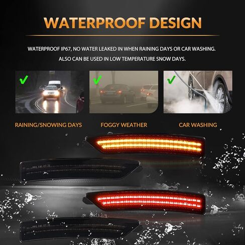 مصابيح إشارة جانبية LED عاكسة لمصباح إشارة وقوف السيارات الأمامي والخلفي لـ 2024-2025 Ford Mustang S650 Gen7، Smoked Len 4PCS (أبيض) in Saudi Arabia