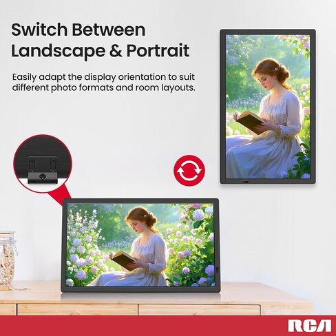 RCA 10.1" WiFi Digital Picture Frame, Electronic Photo Frames 32GB Storage, HD IPS Touch Screen WiFi Frame/Auto Rotate/Wall Mounted, Easy Setup in Uhale App to Share Photo/Video Anytime (Black) in Kuwait