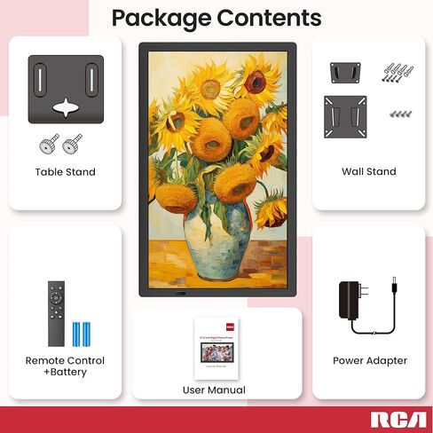 RCA 10.1" WiFi Digital Picture Frame, Electronic Photo Frames 32GB Storage, HD IPS Touch Screen WiFi Frame/Auto Rotate/Wall Mounted, Easy Setup in Uhale App to Share Photo/Video Anytime (Black) in Kuwait