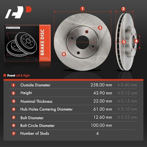A-Premium 10.16 inch (258mm) Front Vented Disc Brake Rotors Compatible with Select Nissan Models - Versa 2020-2023, Kicks 2018-2023, 2-PC Set in Saudi Arabia