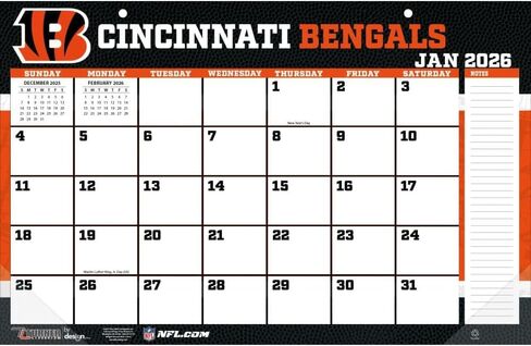 TURNER SPORTS Cincinnati Bengals 2026 17x11 Desk Calendar (26998901031) in Saudi Arabia