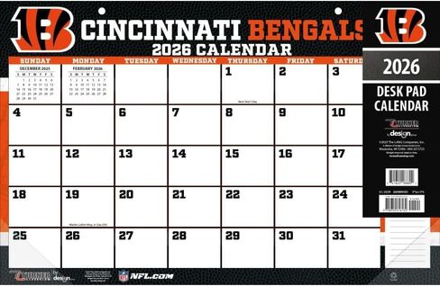 TURNER SPORTS Cincinnati Bengals 2026 17x11 Desk Calendar (26998901031) in Saudi Arabia