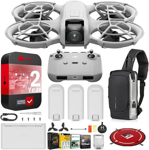 DJI Neo Drone 4K UHD Mini Quadcopter with 3 Battery Combo for Adults, 135g, Self Flying that Follows You, Palm Takeoff, AI Subject Tracking, QuickShots, Controller-Free Bundle w/Deco Gear Accessories in Saudi Arabia