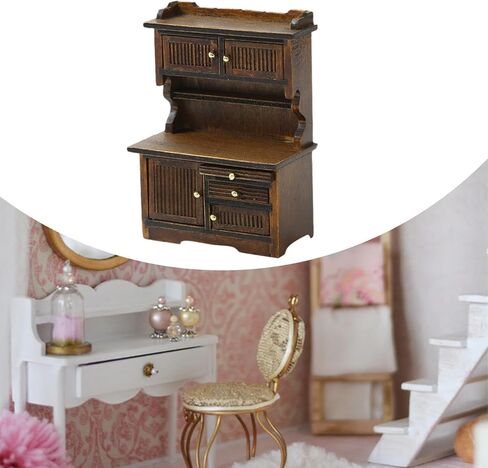 Generic 1/16 Dollhouse Bookcase Dollhouse Storage Cabinet Life Scene Scenery Miniature Display Rack, Coffee in Saudi Arabia