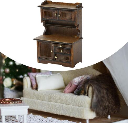 Generic 1/16 Dollhouse Bookcase Dollhouse Storage Cabinet Life Scene Scenery Miniature Display Rack, Coffee in Saudi Arabia