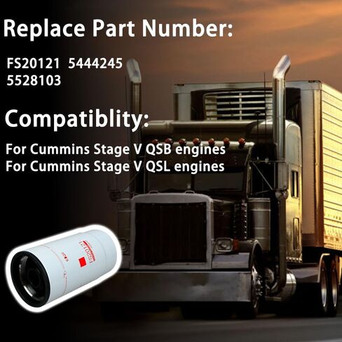 FS20121 فلتر الوقود فلتر فاصل المياه مناسب لمحركات Cummins Stage V QSB؛ محركات Cummins Stage V QSL؛ محركات Cummins B6.7؛ محركات Cummins L9 استبدل 5528103 5444245 in Saudi Arabia