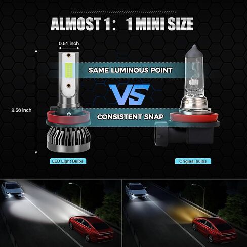 مناسب 2016 2017 2018 2019 2020 لمصابيح الإضاءة Honda Civic، مجموعة مصابيح إضاءة الضباب العالية والشعاع المنخفض، 6000K فائقة السطوع، التوصيل والتشغيل - 6 عبوات in Kuwait