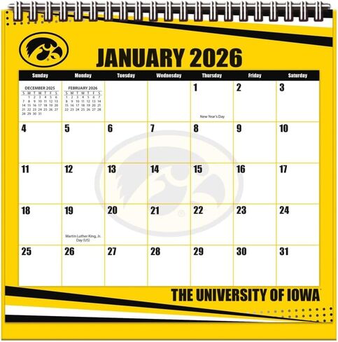 TURNER SPORTS Iowa Hawkeyes 2026 Easel Desk Calendar (26998902004) in Saudi Arabia
