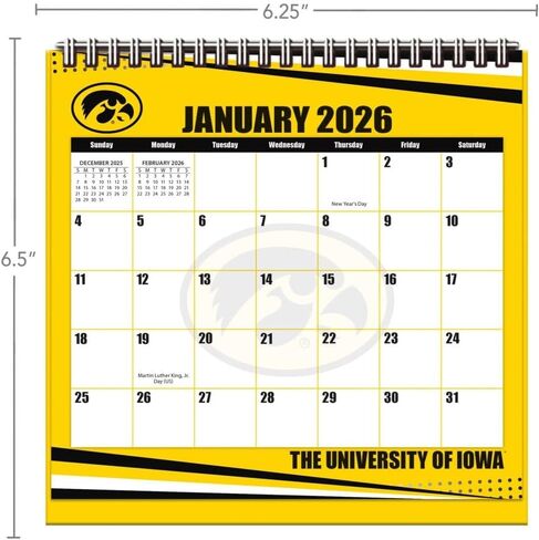 TURNER SPORTS Iowa Hawkeyes 2026 Easel Desk Calendar (26998902004) in Saudi Arabia
