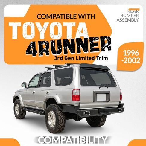 مجموعة المصد الخلفي KUAFU متوافقة مع 1996-2002 Toyota 4Runner 3rd Gen Limited Trim 3 قطع مجموعة المصد الخلفي مسحوق مطلي بالفولاذ الأسود in Saudi Arabia