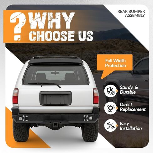 مجموعة المصد الخلفي KUAFU متوافقة مع 1996-2002 Toyota 4Runner 3rd Gen Limited Trim 3 قطع مجموعة المصد الخلفي مسحوق مطلي بالفولاذ الأسود in Saudi Arabia