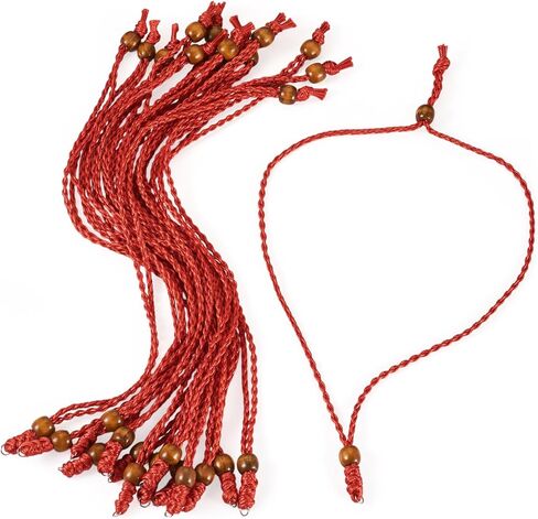 Beadthoven 15pcs حبل قلادة مشمع الحبل للرجال النساء قابل للتعديل مضفر الحبل القلائد سلسلة خمر البوهيمي حبل سلسلة قلادة مع حلقة معدنية لقلادة شنقا صنع المجوهرات DIY البني in Kuwait