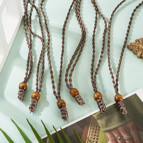 Beadthoven 15pcs حبل قلادة مشمع الحبل للرجال النساء قابل للتعديل مضفر الحبل القلائد سلسلة خمر البوهيمي حبل سلسلة قلادة مع حلقة معدنية لقلادة شنقا صنع المجوهرات DIY البني in Kuwait