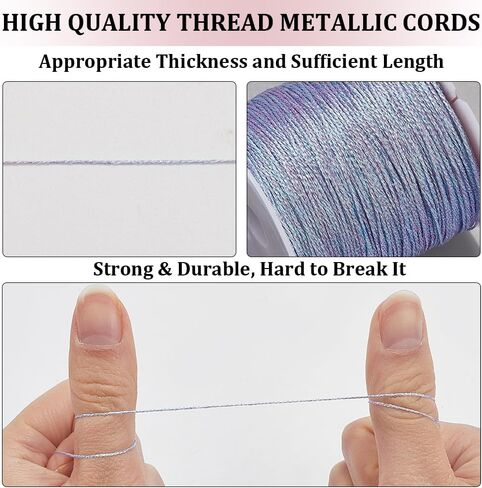 6 Rolls 328 Yards 0.4MM Metallic Cord Tinsel Rope Multicolor Christmas Embroidery Thread Polyester Glitter String Bulk for Jewelry Making Hand Sewing Crafts Bracelet Beading Necklaces DIY in Saudi Arabia
