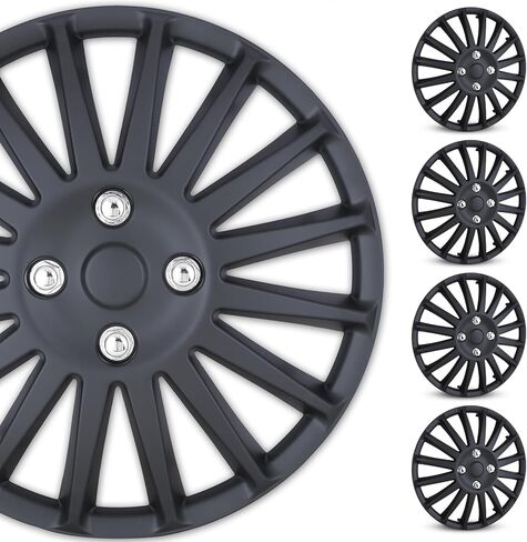 4 قطع بديلة لأغطية محور العجلات مقاس 15 بوصة، غطاء حافة لإطارات العجلات بتصميم خاص من WOLFSTORM، ملحقات محور عجلات السيارة والسيارات الدفع الرباعي - أبيض in Kuwait