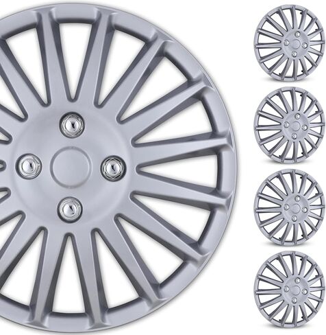 4 قطع بديلة لأغطية محور العجلات مقاس 15 بوصة، غطاء حافة لإطارات العجلات بتصميم خاص من WOLFSTORM، ملحقات محور عجلات السيارة والسيارات الدفع الرباعي - أبيض in Kuwait
