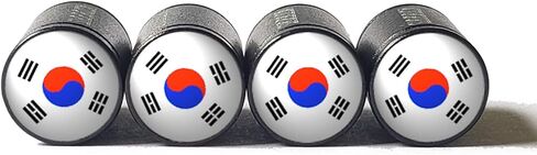 South Korea Flag Tire Valve Stem Caps - Black Aluminum - Set of Four in Saudi Arabia
