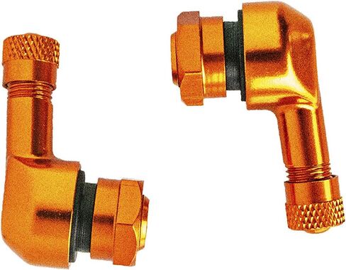 Forged Alloy Angled Valve Stem with Pre-Applied Threadlocker Nut, 0.453in (11.3mm) Size, Orange in Saudi Arabia