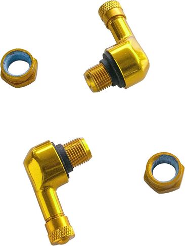 Forged Alloy Angled Valve Stem with Pre-Applied Threadlocker Nut, 0.453in (11.3mm) Size, Orange in Saudi Arabia