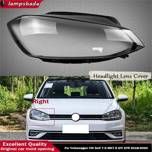 Compatible For VW Golf 7.5 MK7.5 GTI GTR 2018 2019 2020 Car Headlight Lens Cover Head Light Lamp Shell Headlight Glass Cover(A Piar) in Saudi Arabia
